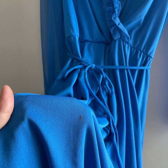 Romantic Blue Long Sleeve Ruffle Dress - 70s - Picture 4 of 5